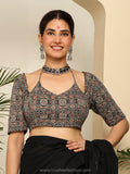 Elegant Printed Cold Shoulder Crop Blouse