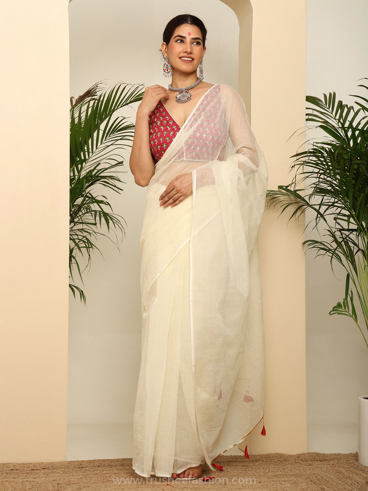 Red Green Flower Printed Sleeveless V Neck Crop Blouse