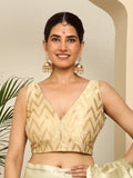 Golden Chevron Pattern Sleeveless V Neck Crop Blouse